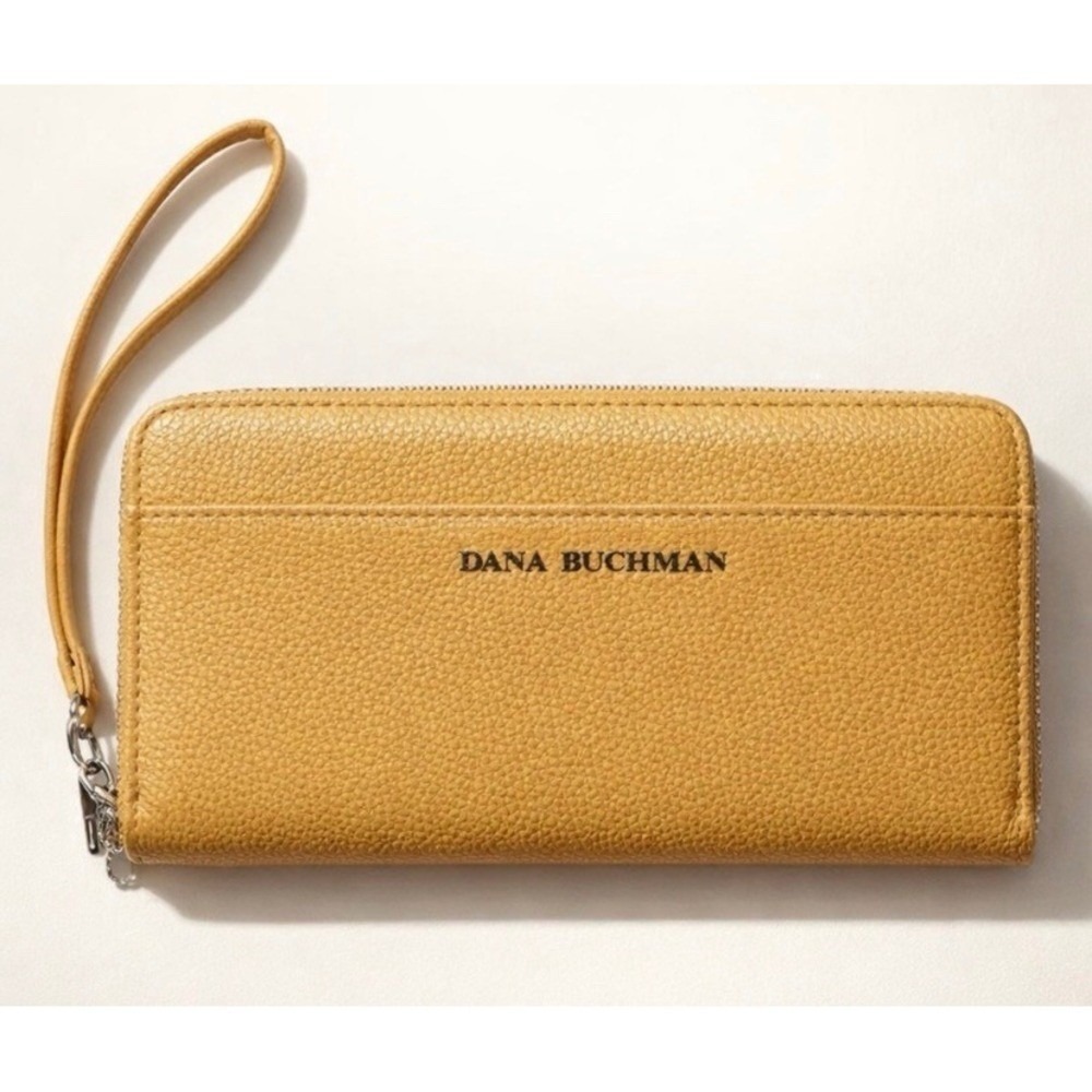 Dana Buchman Yellow Pebbled Wristlet Wallet Minimalist Neutral Classic Essential
